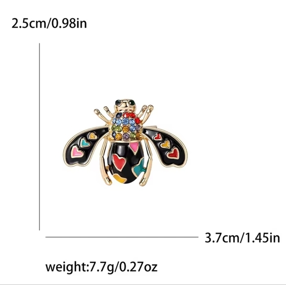 Multicolor Heart Bug Brooch - Picture 2 of 6